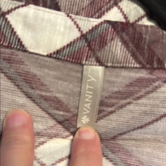 Vanity- Plaid Button Down Shirt - Burgundy and White - Picture 3 of 4